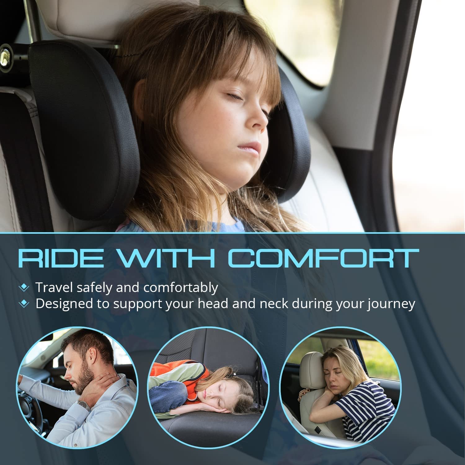 360 Degree Adjustable Car Headrest Pillow