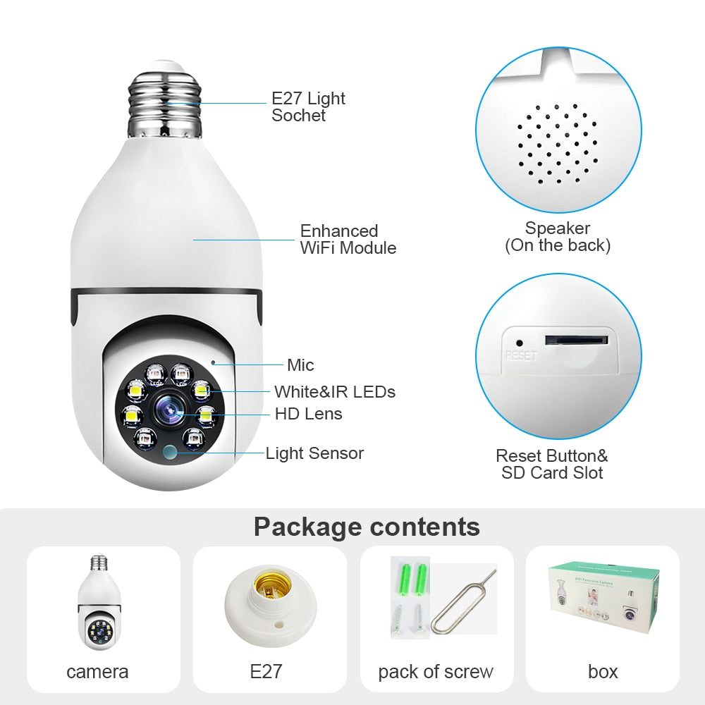 Feamex™ Wireless Wi-Fi Light Bulb Security Camera