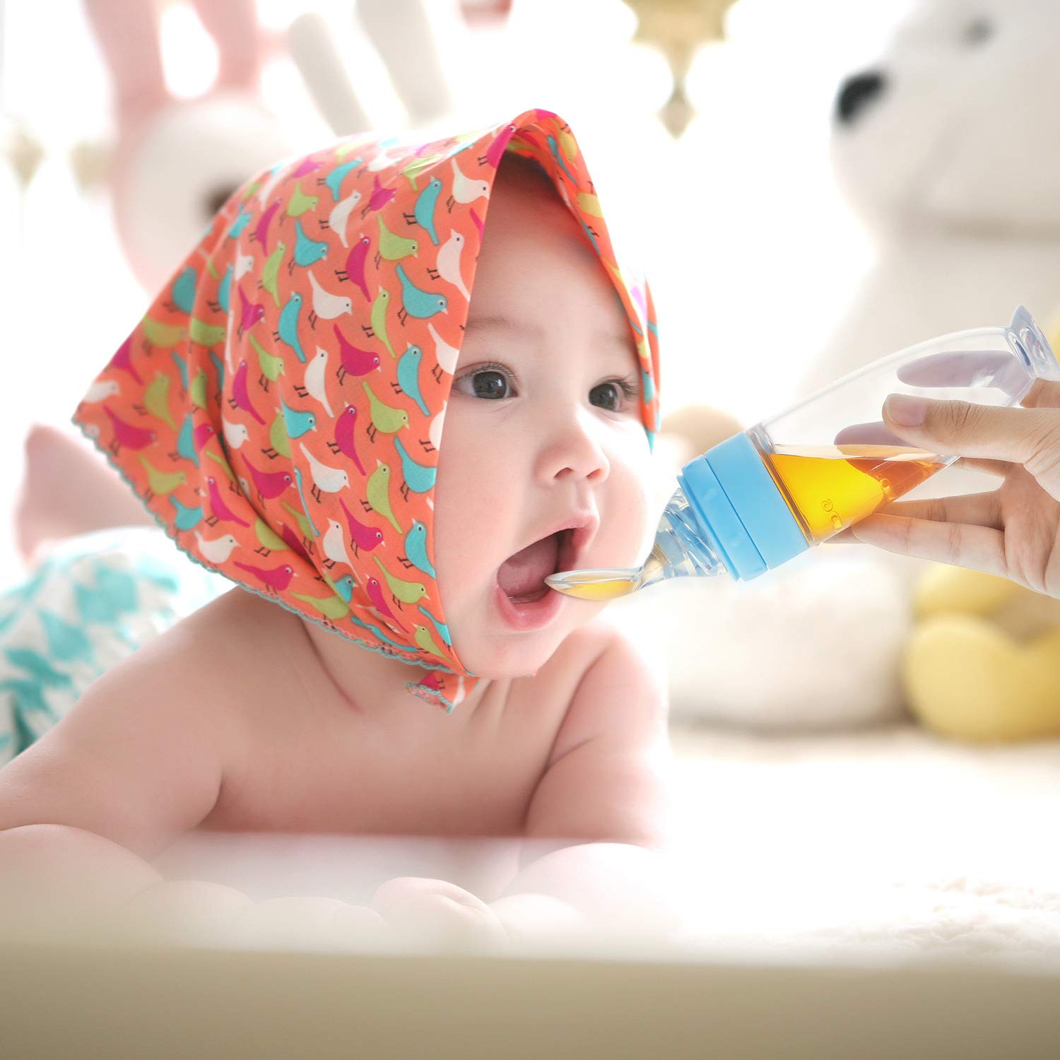 Baby Silicone Feeding Bottle In Use